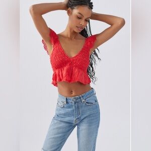 Urban Outfitters Dottie Ruched Blouse in RED SIZE L!